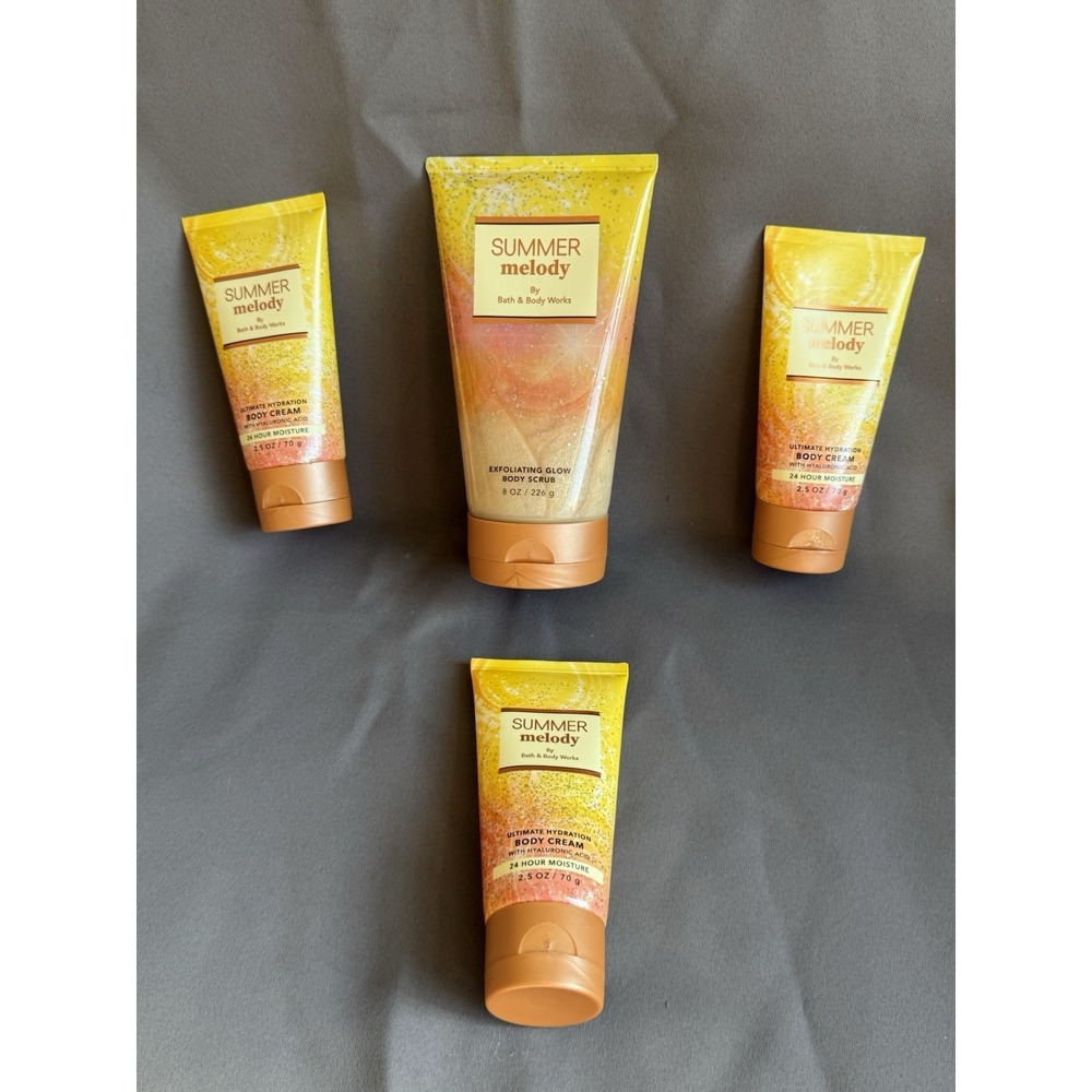 Lot 4 Bath & Body Works SUMMER MELODY Discont Exfoliating Glow Wash Scrub Cream‎